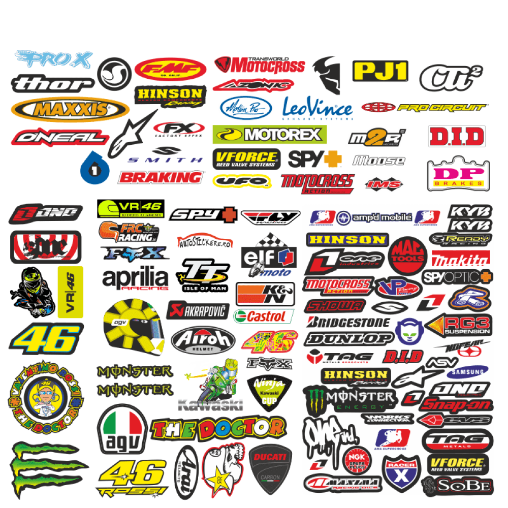Set 100 Stickere Motoideal pentru personalizarea mașinilor